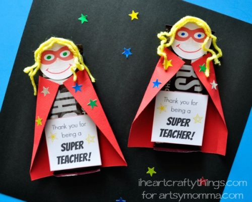 Thank you for being a super teacher . From our post 20 Last Minute Handmade Teacher's Day Card ideas at ArtsyCraftsyMom.com - Free, printable and personalized thank-you cards that kids can make and Teachers will love! Perfect for National Teacher Appreciation Week and or end of school Teacher appreciation tags. 