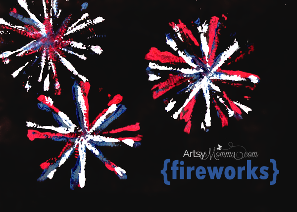 Homemade Pipe Cleaner Fireworks Stamp Craft for Kids