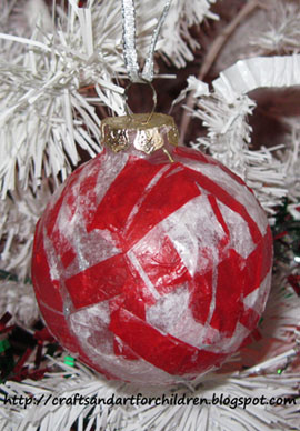 Candy Cane Inspired Ornament using Decoupage Technique