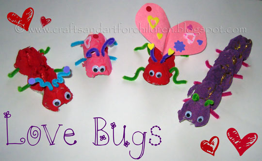 Egg Carton Love Bugs Craft for Valentine's Day