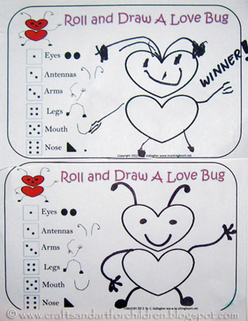 Valentine's Day Game Printable: Roll and Draw a Love Bug