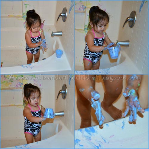 toddler bath tub painting activity