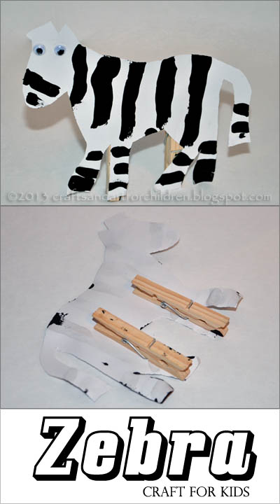 Clothespin Zebra Craft for Kids