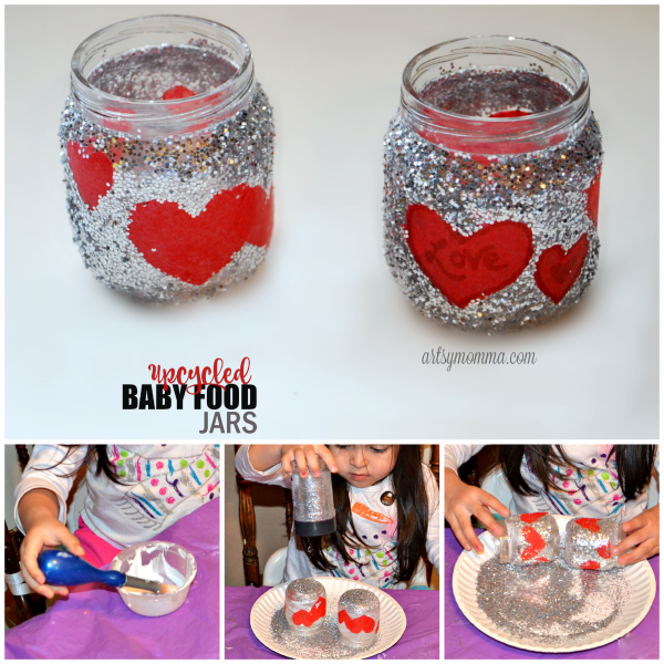 Upcycled Baby Food Jar: Valentine's Day Candle Jar Holder or Treat Jar