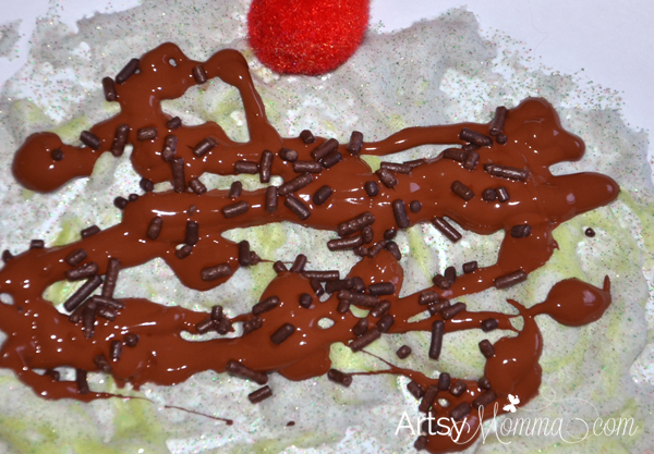 Ice Cream Sundae Craft with Chocolate Syrup Paint