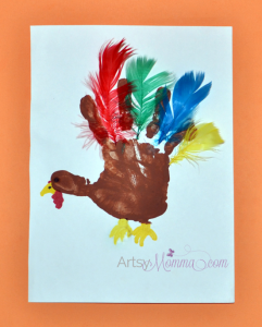 Handprint Turkey with Feathers - Preschool Craft