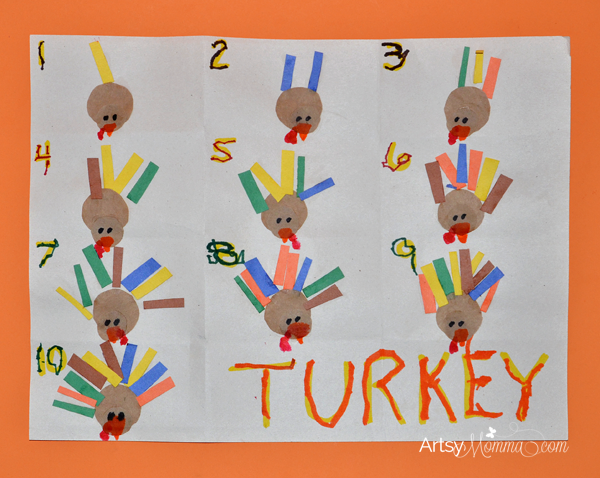 Turkey Crafts for Preschoolers – Feather Counting Activity and Handprint Turkey
