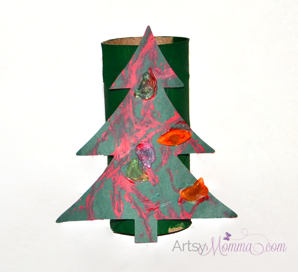 Cardboard Tube Christmas Tree Craft for Kids