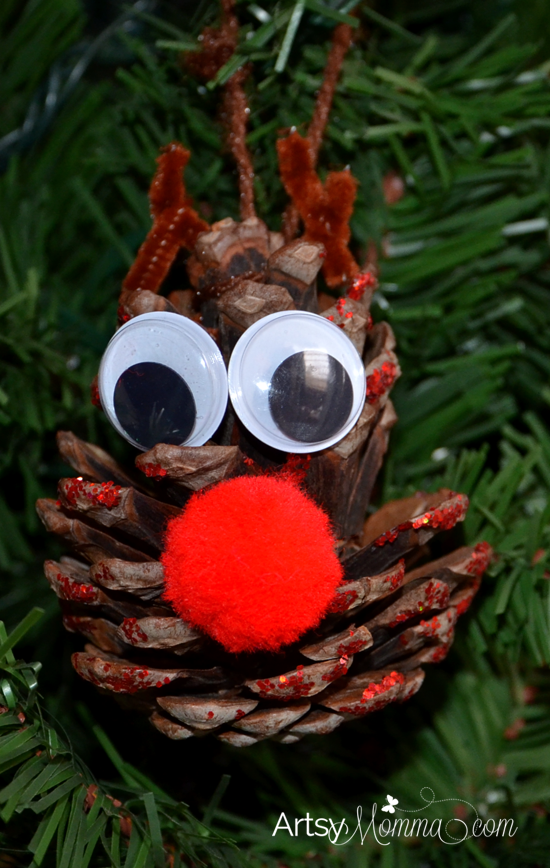 Rudolph Pinecone Ornament Craft for Kids