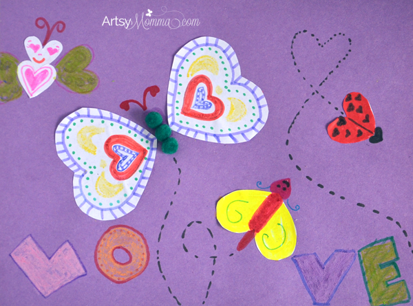 Heart-shaped Love Bugs Craft for Valentine's Day