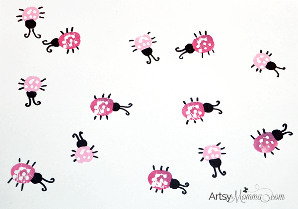 Stamping with Vegetables: Carrot Ladybugs