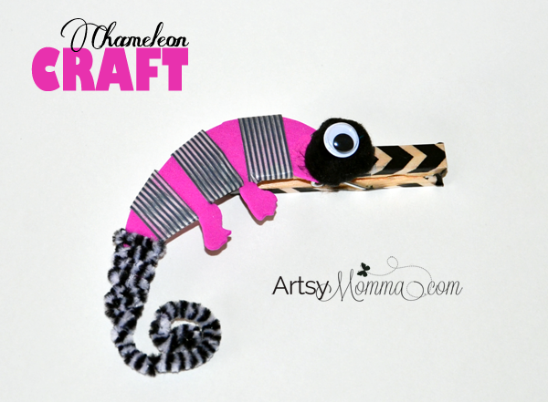 Clothespin Chameleon Craft for Kids