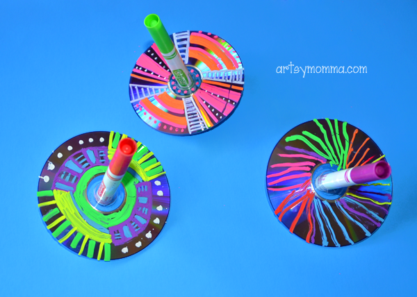How to make simple Recycled CD Spinning Tops