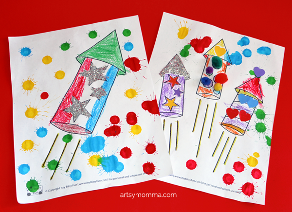 4th of July Rockets Coloring Page Activity