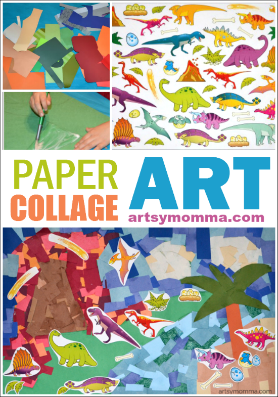 Paper Collage Art - Dinosaur Craft for Kids