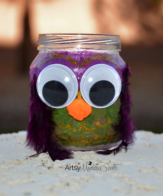 Decoupage Baby Food Jar Owl Craft for Kids
