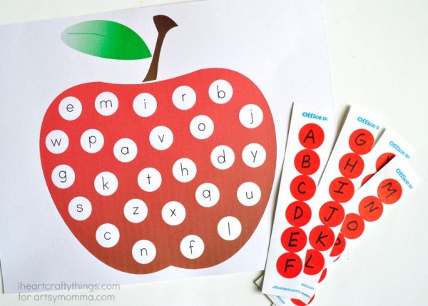 ABC Stickers & Apple Matching Printable