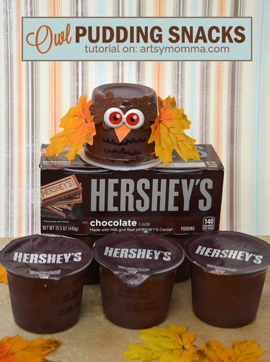 Crafty Owl Snacks made from Hershey's Ready to Eat Pudding