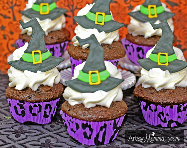Halloween Cupcakes: Witch Hat Toppers with Royal Icing