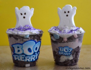 Boo Berry Cereal Parfait for a fun Halloween Snack!
