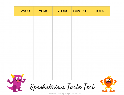 Spookalicious Taste Test Template