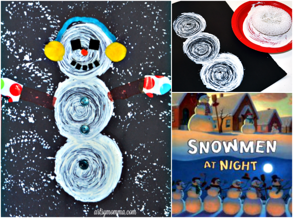 Snowmen At Night Book Extension: Sponge Painted Snowman Craft with a Twist!