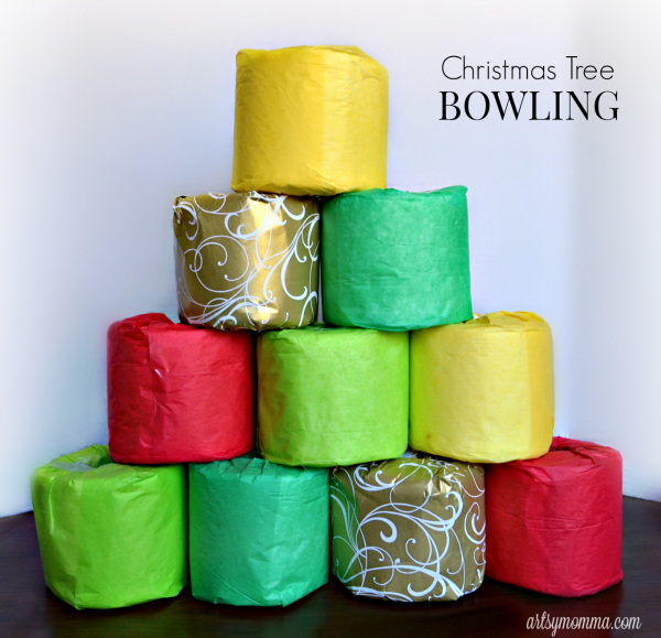 Toilet Paper Roll Christmas Tree Bowling