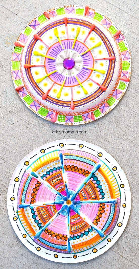 Paper Plate Madala Q-tip Craft