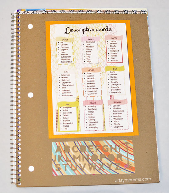 Descriptive Words Chart - DIY Kids Journal 