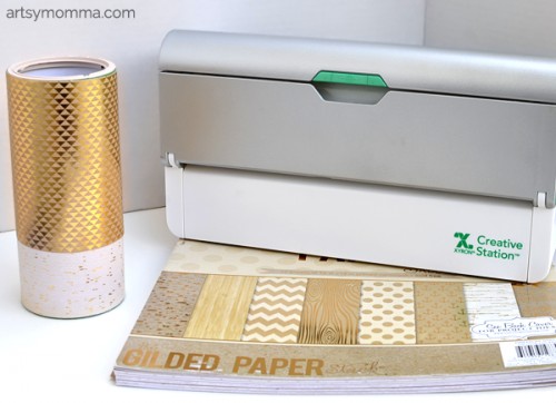 DCWV Gilded Paper Upcycled Tissue Box Craft using Xyron Creative Station