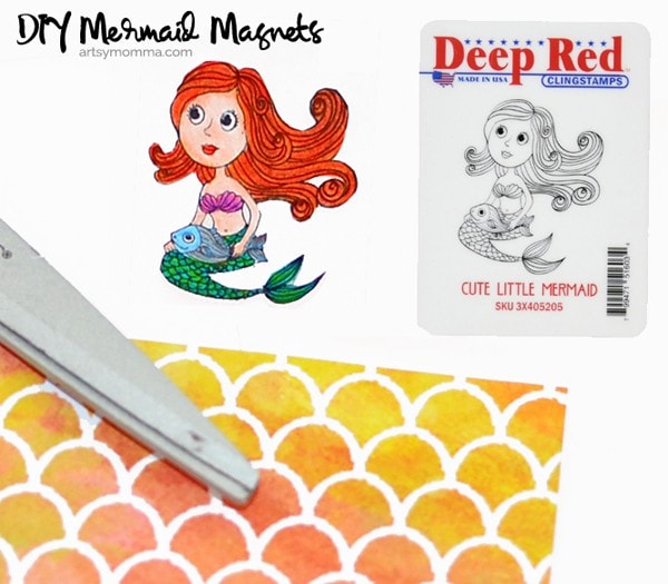 Cute Little Mermaid Deep Red Stamps Craft Tutorial