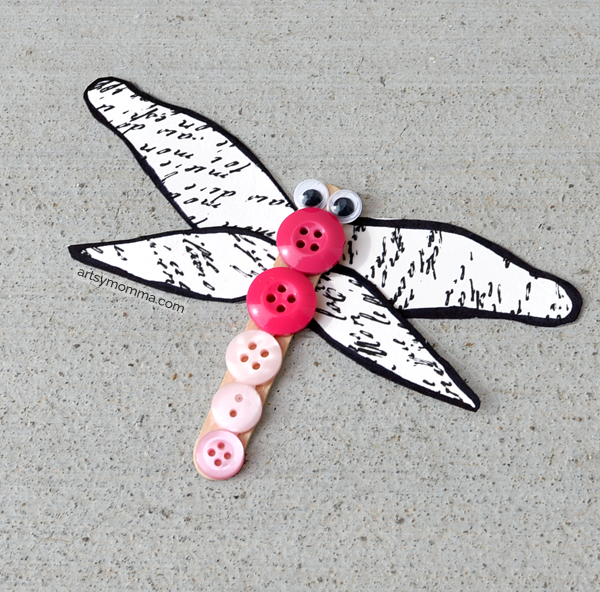 Kids Dragonfly Craft Using Buttons
