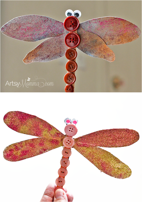 Glittery Dragonfly Button Craft