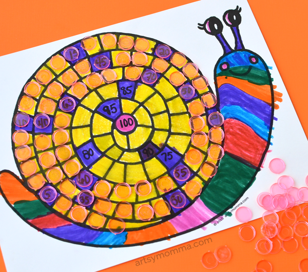 Count to 100 Printable Snail Math Activity for Preschoolers