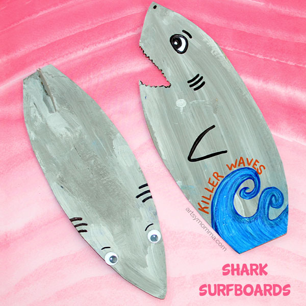 Cardboard Surfboard Crafts Shaped Like Sharks