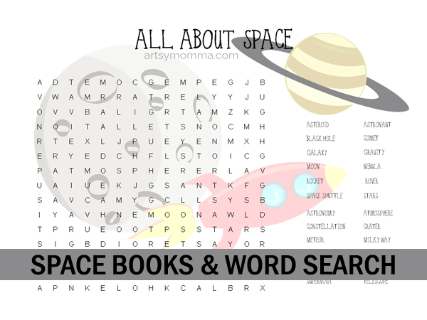 All About Space Word Search & Books for Upper Elementary Ages