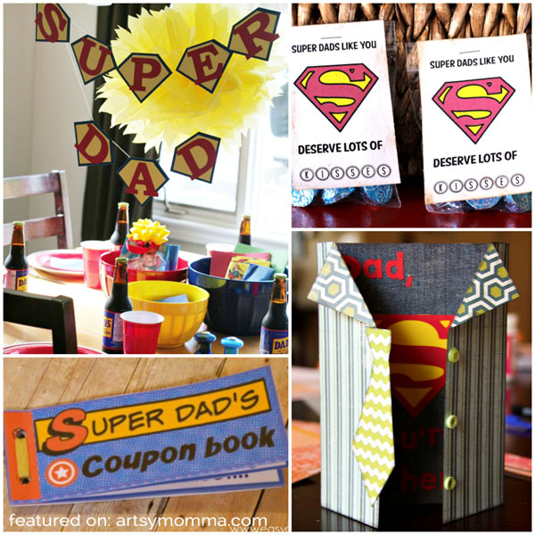 Super Dad Card, Coupon Book, Treat Bag Printable & Party Ideas for a Super Dad Theme