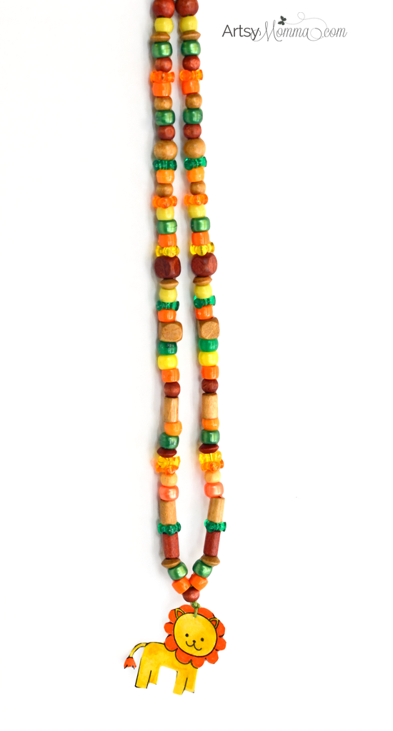 Beaded Necklace Craft for Kids - Jungle Safari Theme
