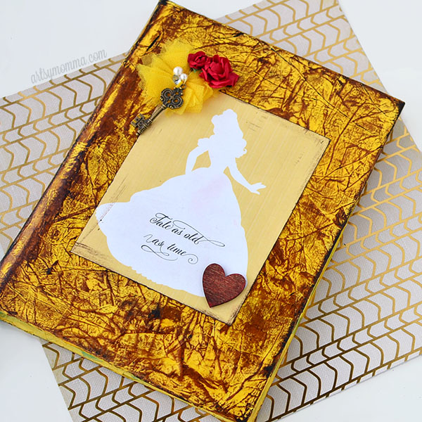 DIY Distressed Ink Journal Inspired By Beauty & The Beast Song Lyrics