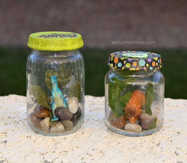 Mini Dinosaurs In A Jar Craft - Pretend Play Idea for Kids