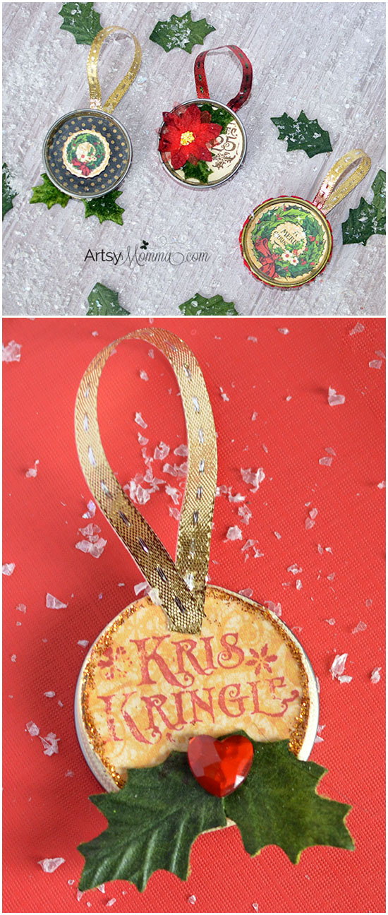 Ideas for making Recycled Jar Lid Ornaments