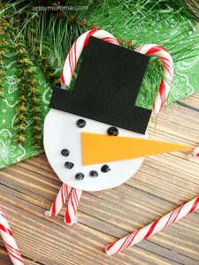 Tutorial for making a Foam Snowman Candy Cane Holder Ornament