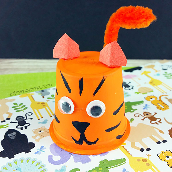 Craft and Play with Recycled K Cup Tiger!