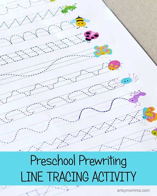 Preschool Prewriting Line Tracing Printable Activity - Bug Theme