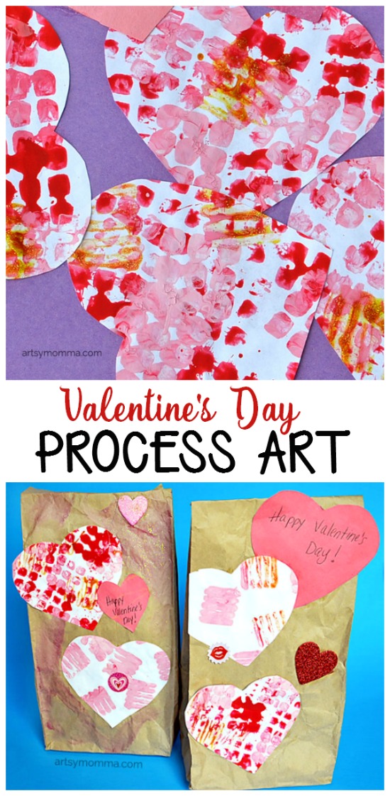 Valentine's Day Process Art to go along with the Valentine's Day Book, The Day It Rained Hearts