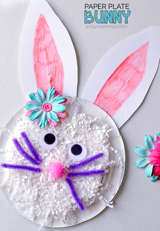 Cute Easter Craft for Kids: Paper Plate Bunny Made From Shredded Paper