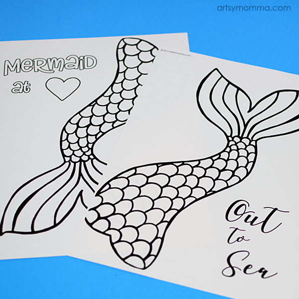 Black Glue Mermaid Posters with Sayings - Printable Ocean Craft