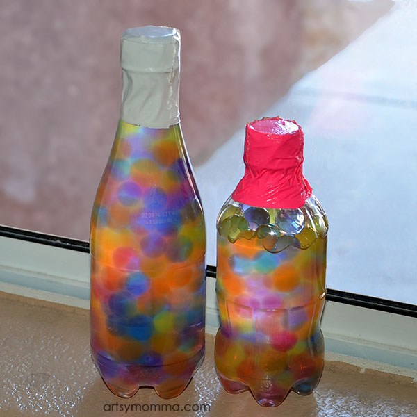 Use water beads to make a sensory bottle for play.