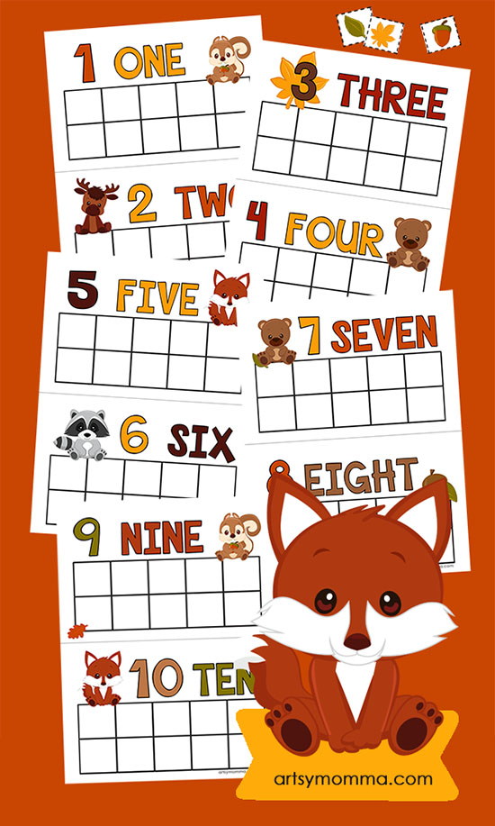 Printable Fall Counting Cards - Preschool Math