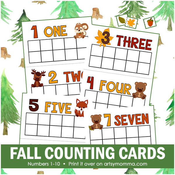 Printable Fall Counting Cards & Memory Match Game - Artsy Momma